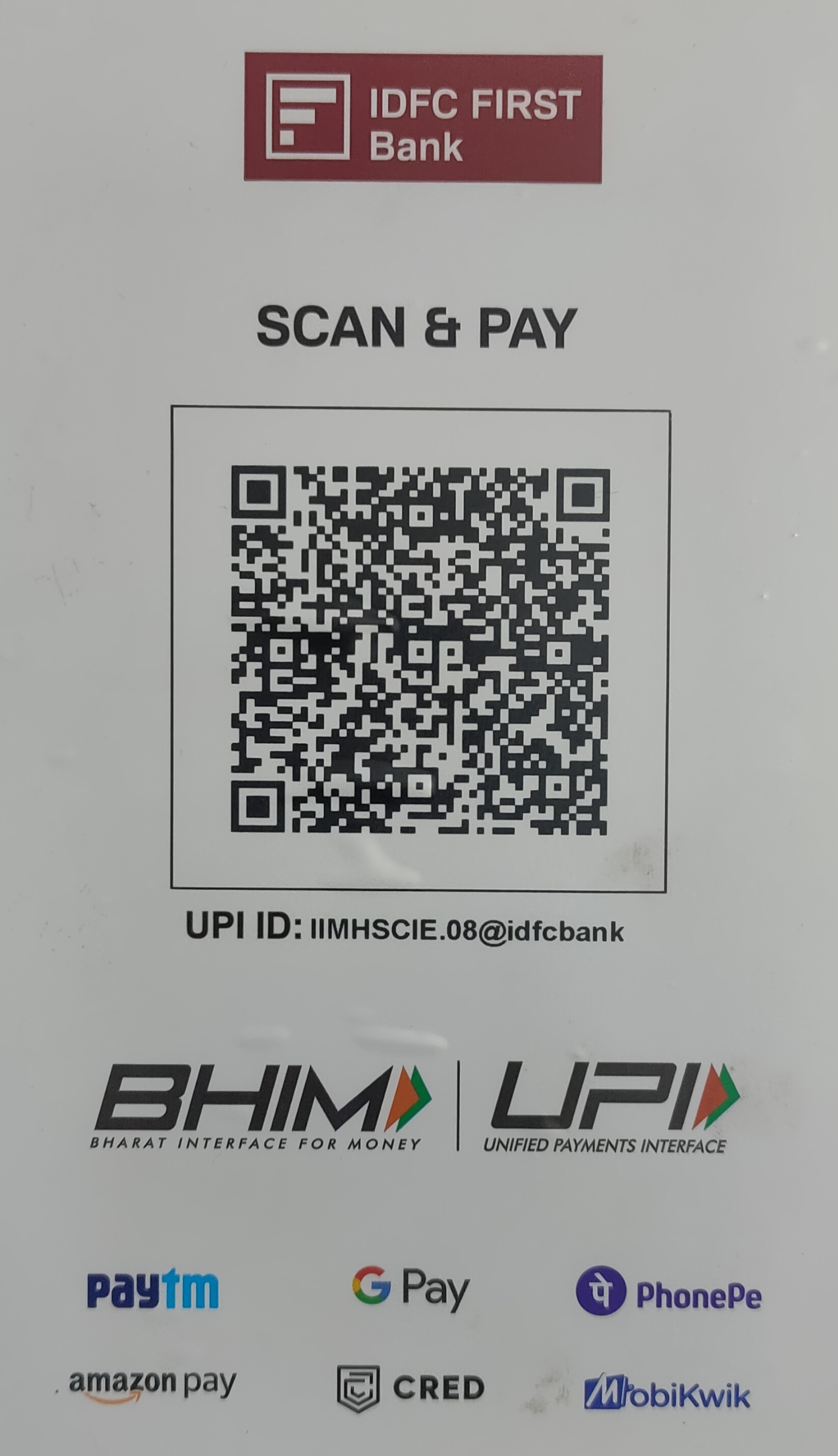 UPI QR code for IDFC First Bank